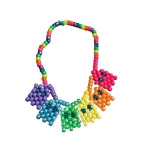 Rainbow Kandi necklace with colorful ghosts